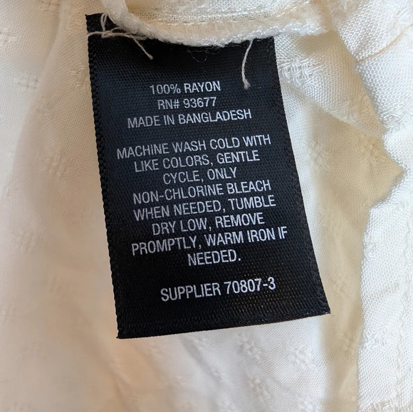 NWT Worthington Creamy White Button Neck  Long Sleeve Peasant Office Blouse M - Picture 6 of 9